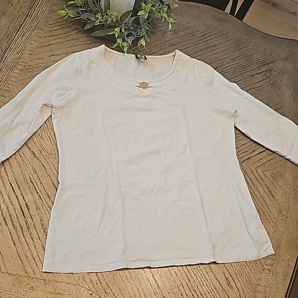 White quarter sleeve top size L Anne Klein sport - Picture 1 of 9